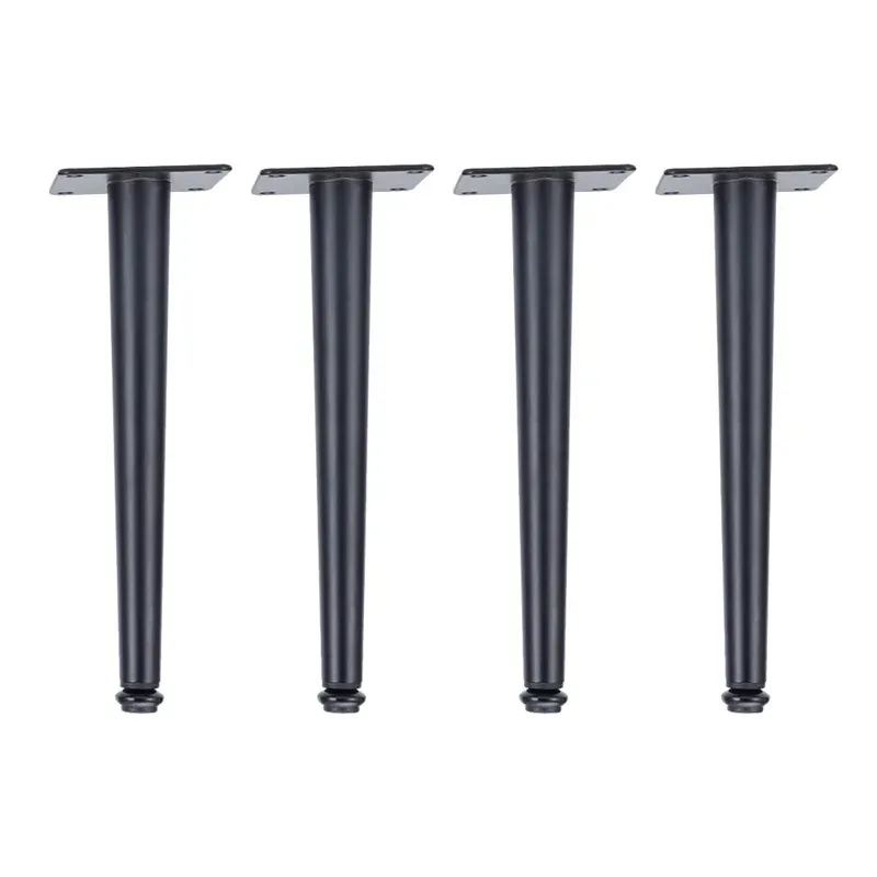 4Pcs Furniture Legs Gold Black Adjustable Tapered Metal Feet for Table, Color: Black Straight 35CM