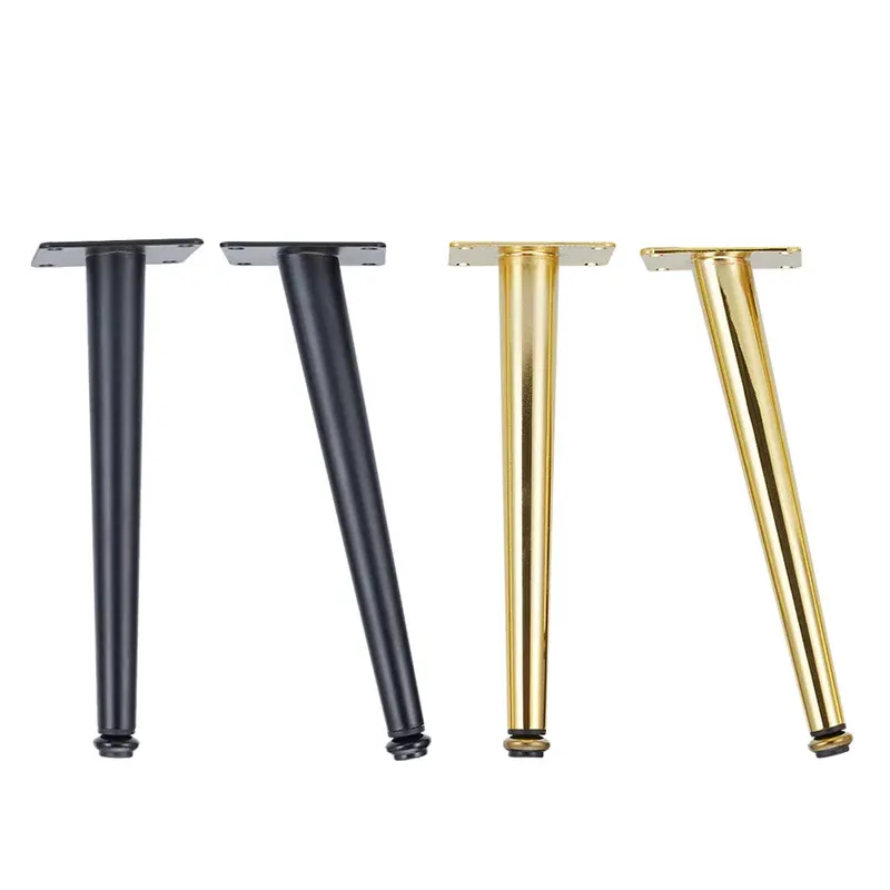 4Pcs Furniture Legs Gold Black Adjustable Tapered Metal Feet for Table
