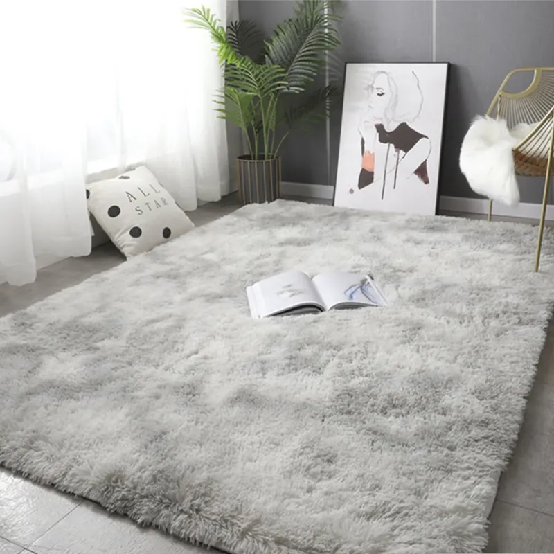 Gray Carpet for Living Room Plush Rug Bed Room Floor Fluffy Mats