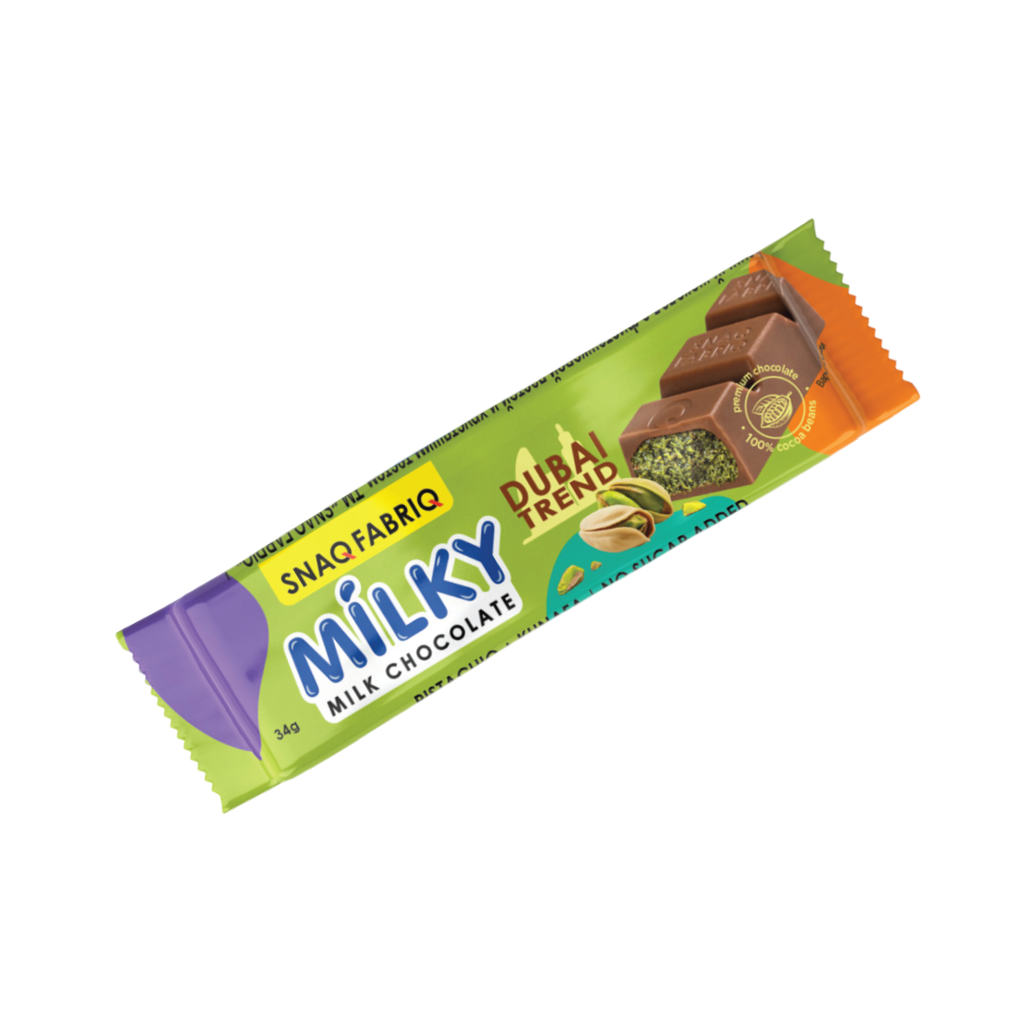 SNAQ FABRIQ MILKY MILK CHOCOLATE PISTACHIO &amp; KUNAFA 34G
