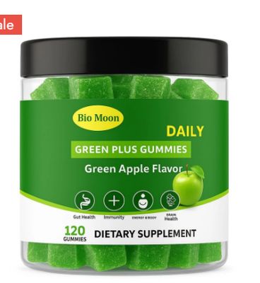 BIO MOON DAILY GREEN PLUS GUMMIES (GREEN APPLE FLAVOR) 120 GUMMIES