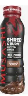 MUSASHI SHRED &amp; BURN PROTEIN SHAKE 30G