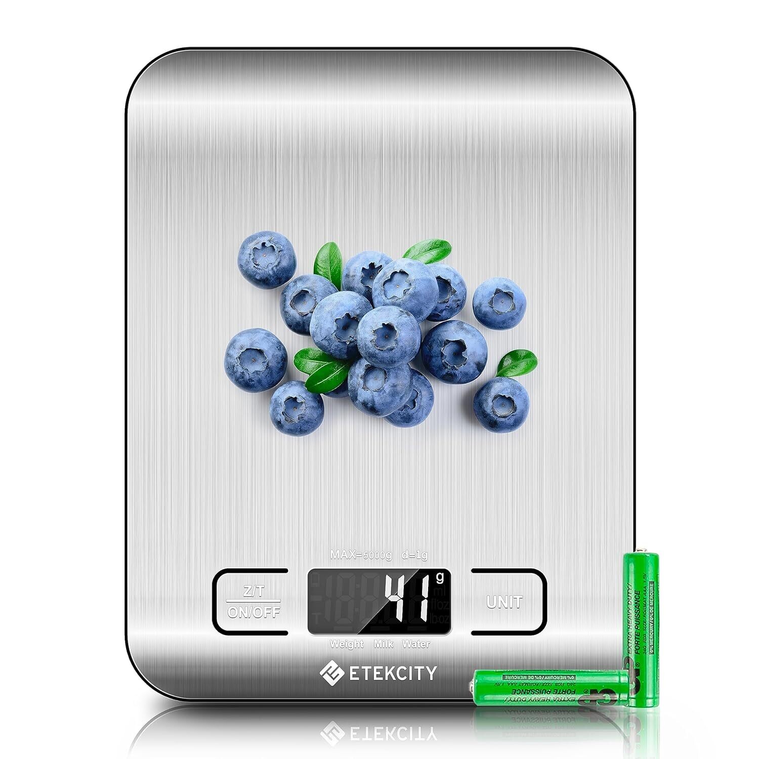 Etekcity Digital Kitchen Scale: Stainless Steel, Grams &amp; Ounces, Perfect for Baking, Cooking, and Meal Prep with LCD Display - Medium Size