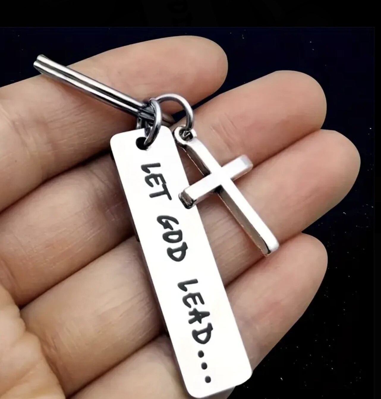 Let God Lead Stainless Steel Keychain