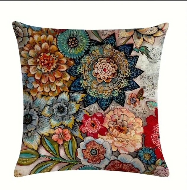 Decorative Floral Throw Pillow 18in x 18in