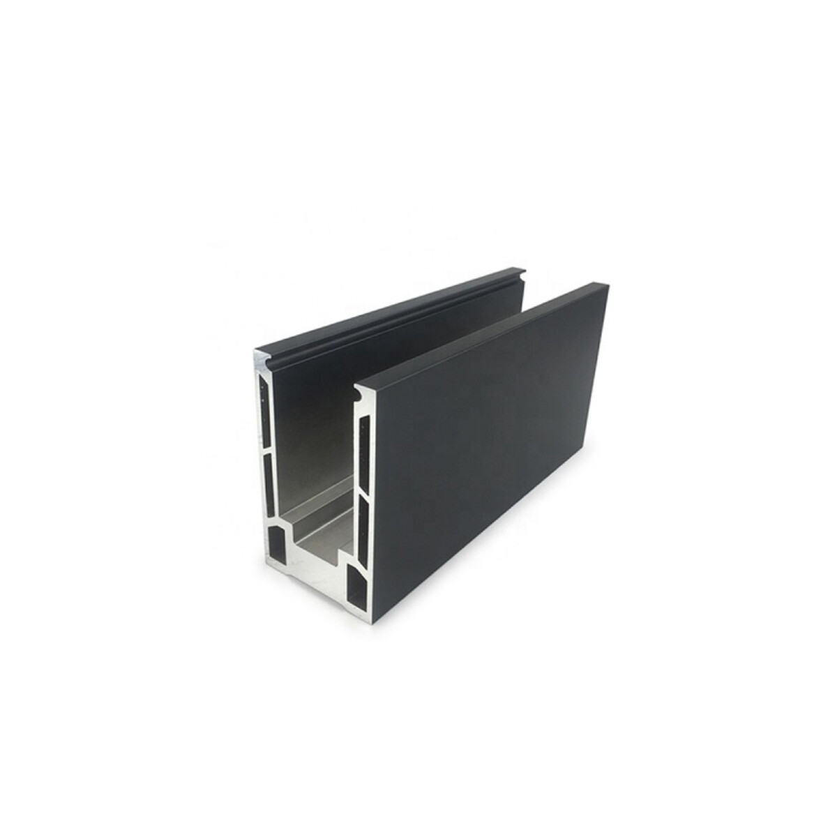 black finish aluminum U channel glass railing