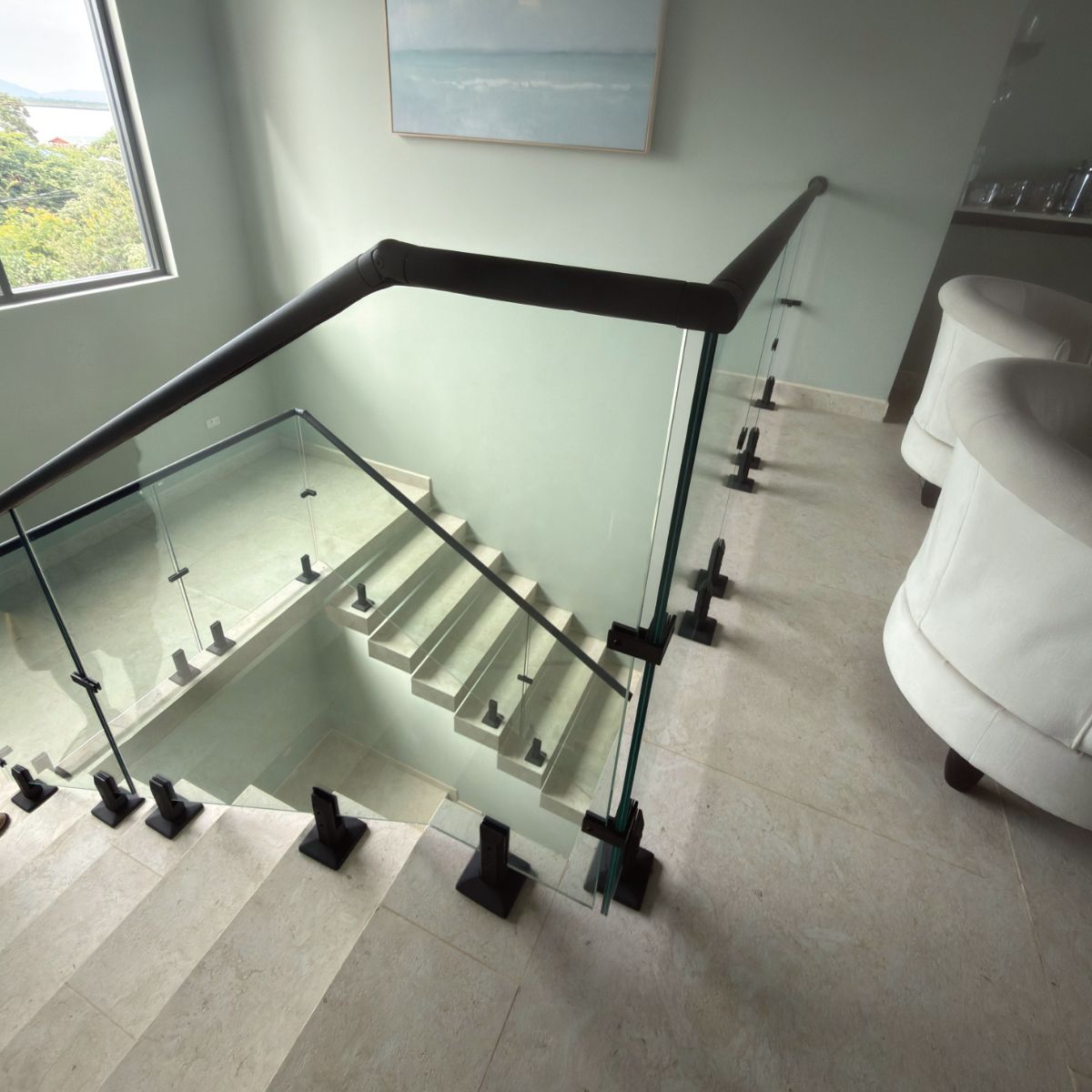 Glass Railing with 2205 Stainless Steel Spigots
