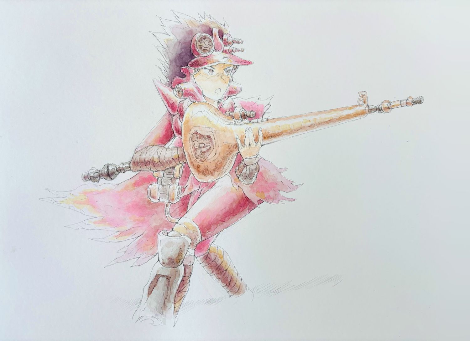 &quot;Jarra with Laser Rifle &quot; Watercolor 11.5&quot; x 16.5&quot;