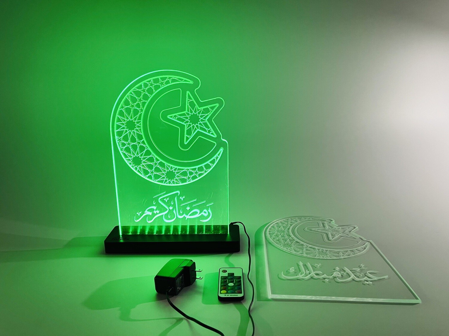 Ramadan Mubarak and Eid Mubarak Color Acrylic LED sign, Multi-Color Ramadan Decoration & Night Light