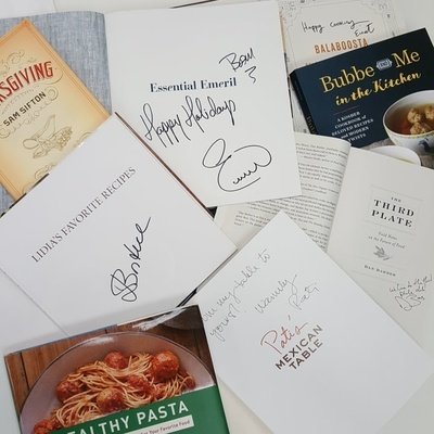 Autographed Cookbooks donated to Masbia by Authors to Give to Donors
