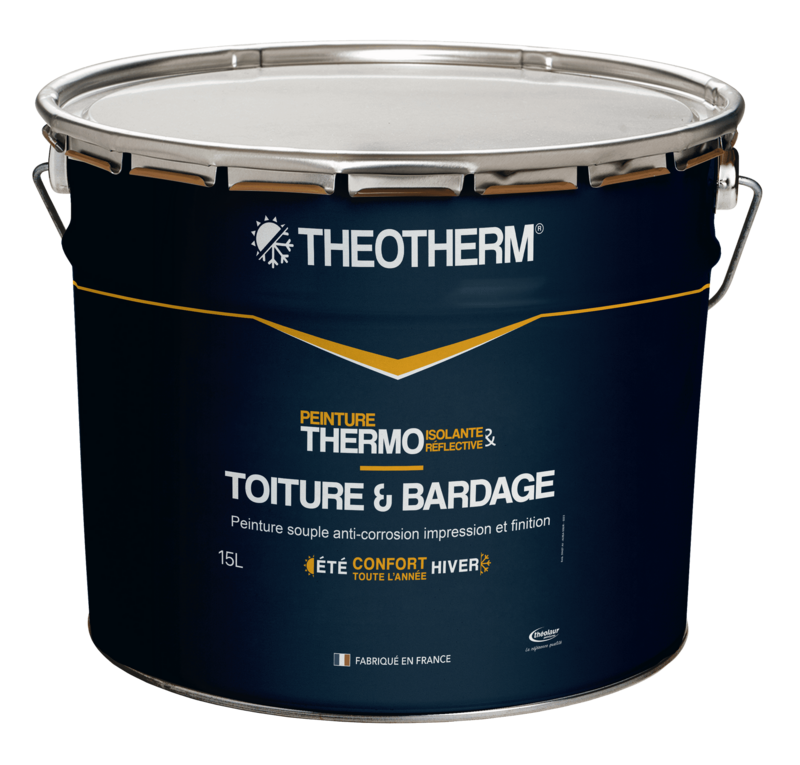 Peinture thermo-réflective toiture et bardage 15L à 11 € /m² TTC Pot de peinture thermo-réfléchissante pour toiture et bardage