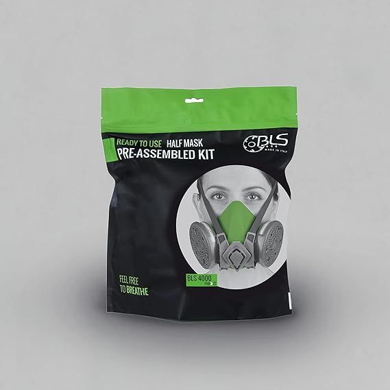 BLS Kit pré-assemblé 4400next b-lock ABEK1P3 R | 1 demi-masque réutilisable en silicone + 2 filtres combinés 222 ABEK1P3 R | Certifié CE | Fabriqué en Europe