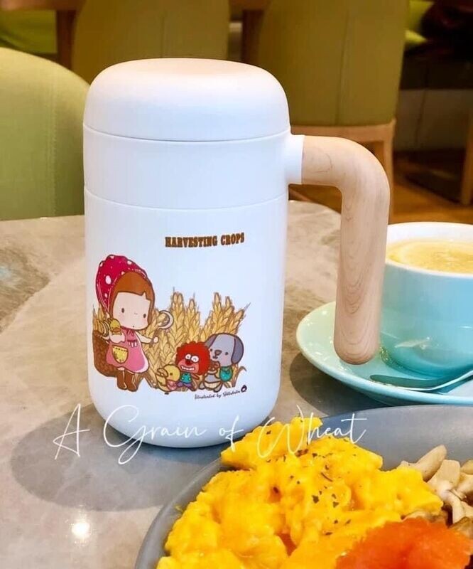 簡約木系陶瓷保溫杯