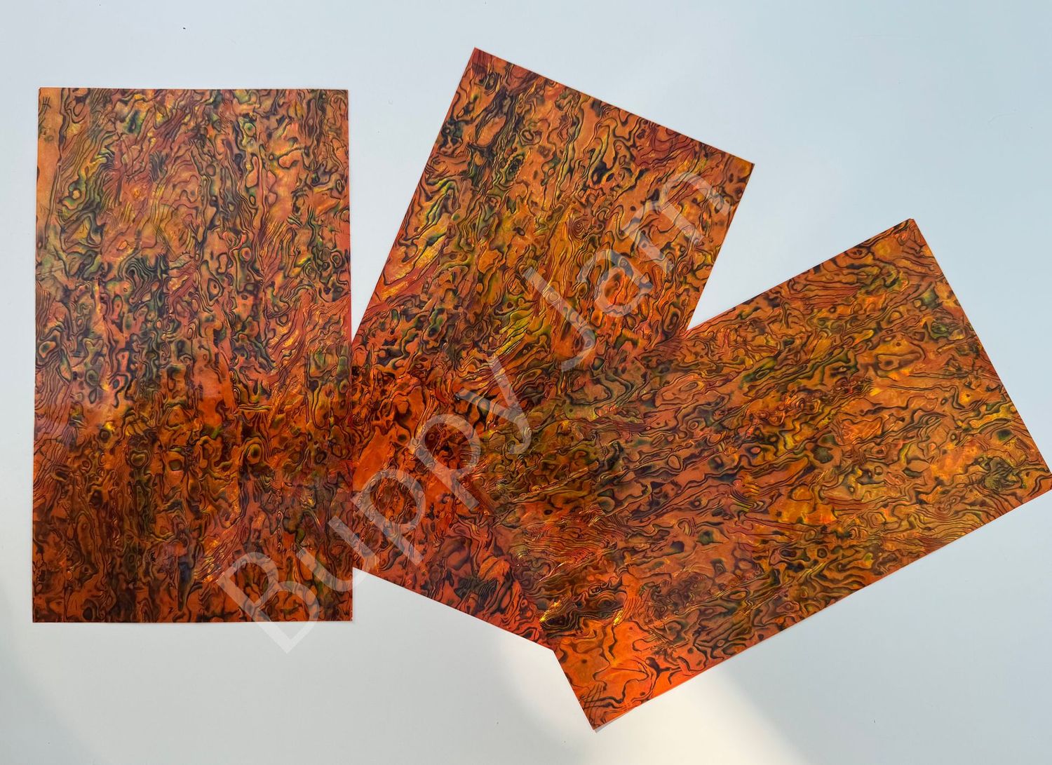 Abalone Real Shell Sheet Burnt Orange Abalone - L 240mm x W 140mm x Thickness 0.22 HM076