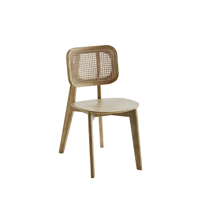 Madam Stoltz | Wooden Chair with Rattan