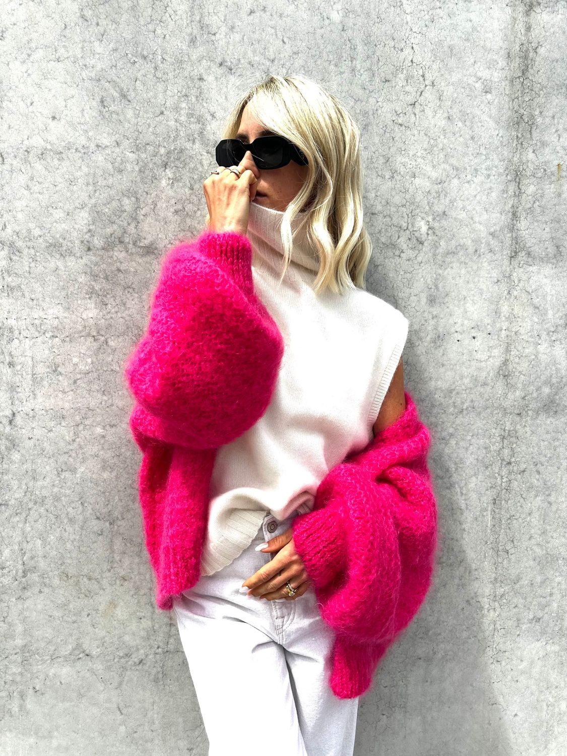 TWINS | Gilet court ouvert | Fuxia