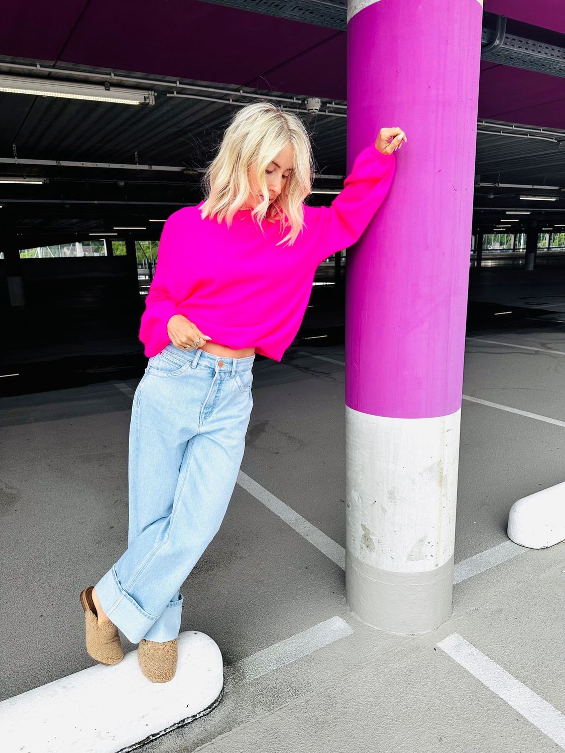 TWINS | Pull col bateau racoon | Neon pink