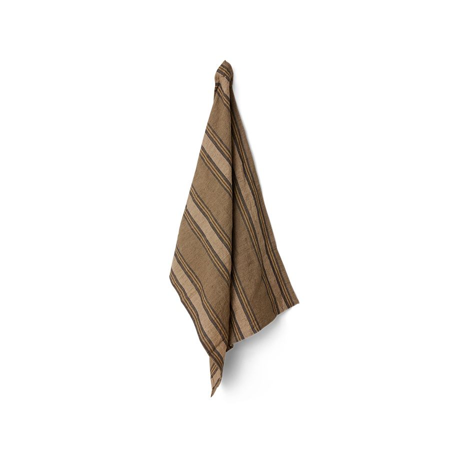 HK Living Vida striped tea towel sand/cream, 50x70cm