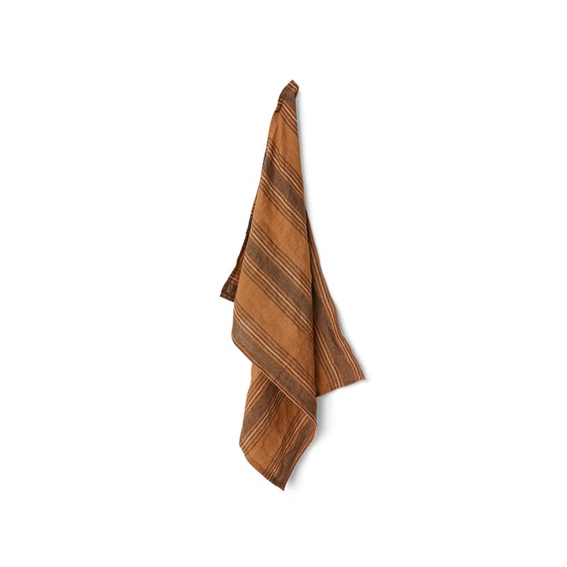 HK Living Vida striped tea towel amber/grey, 50x70cm