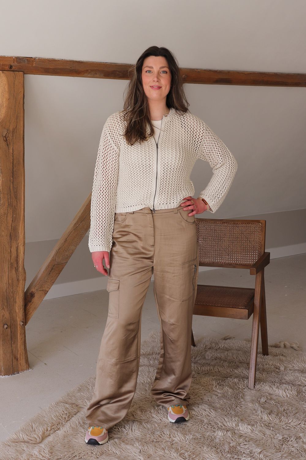 YAYA | Vest met mesh-patroon