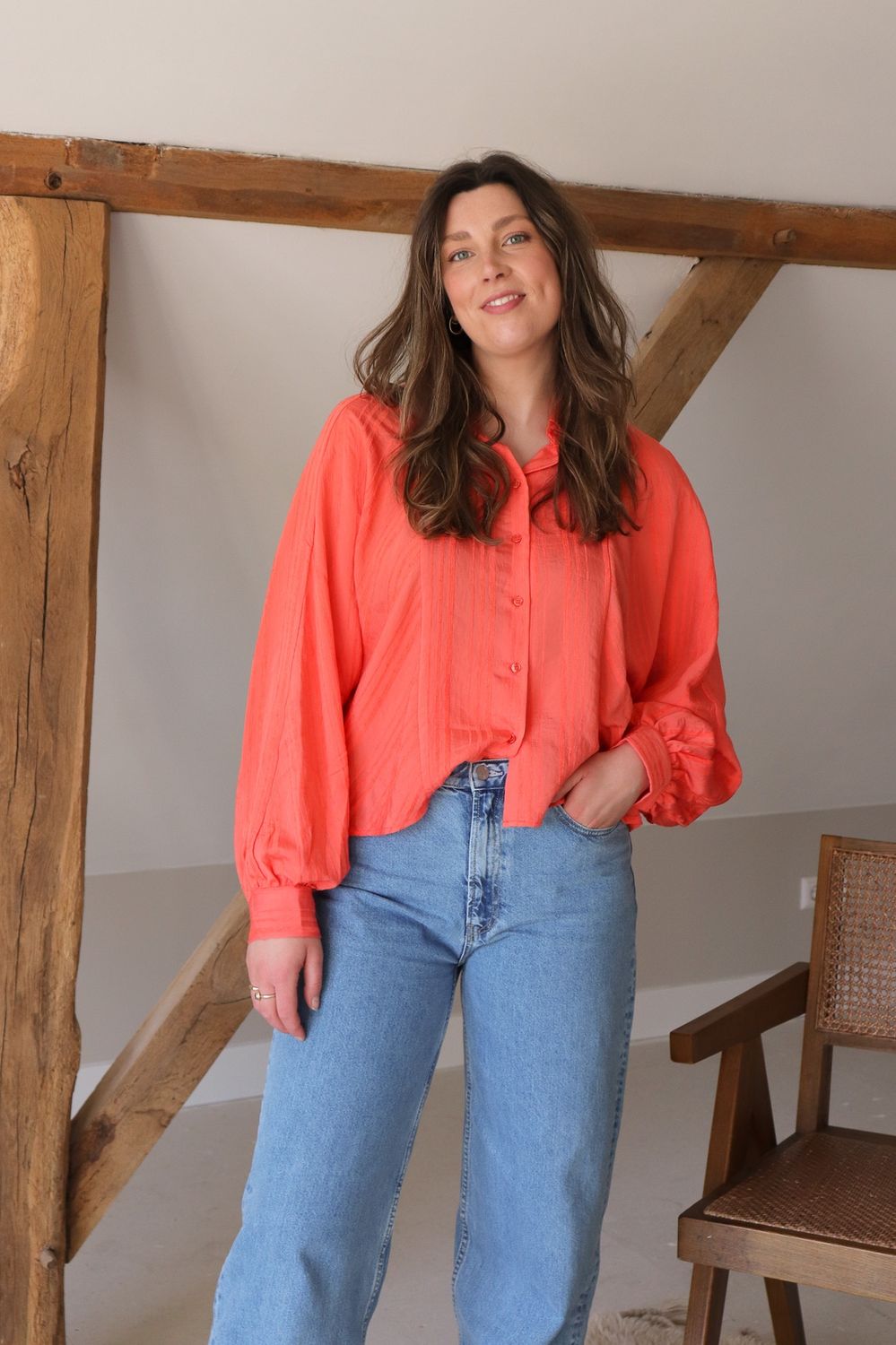Another Label Lilly shirt hot coral