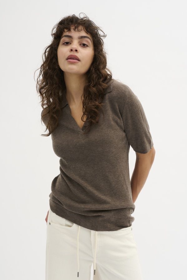 MEW | Polly polo blouse | Major brown