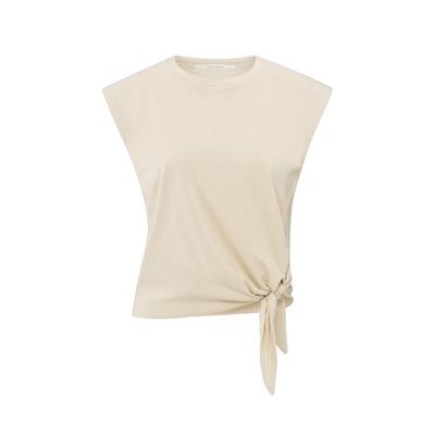 YAYA Mouwloze top met knoopdetail summer sand
