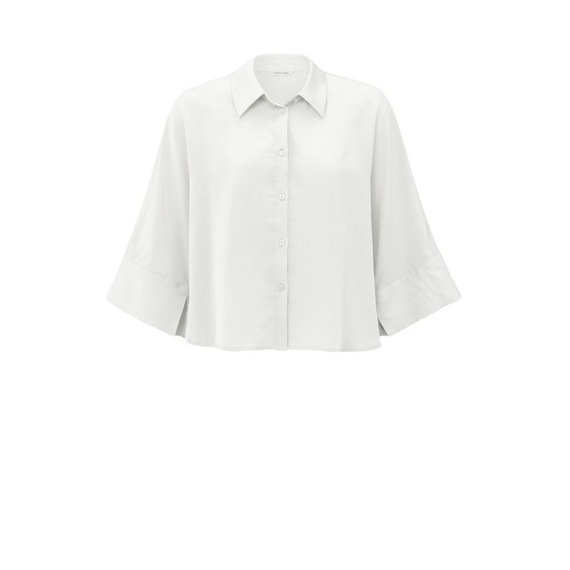 YAYA Korte blouse met wijde mouwen pure wit
