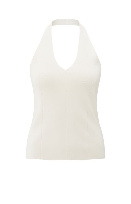 Yaya | Knitted haltertop | off white