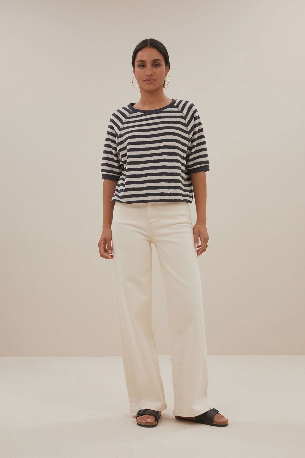 By Bar | Neva slub stripe top | Jet black