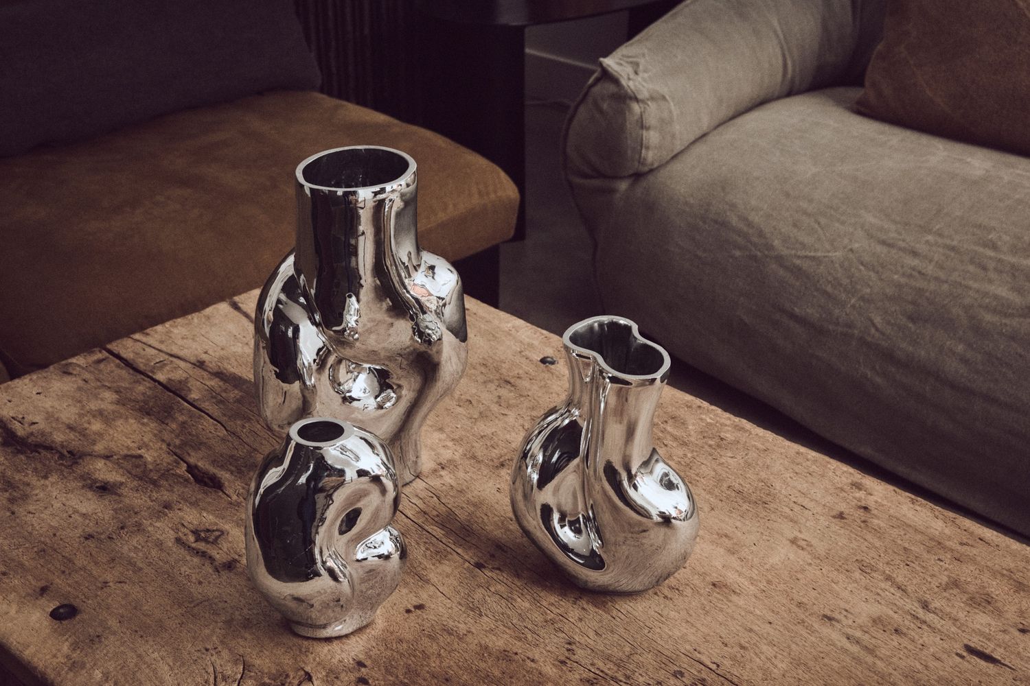 HK Living Gleam glass small vase chrome