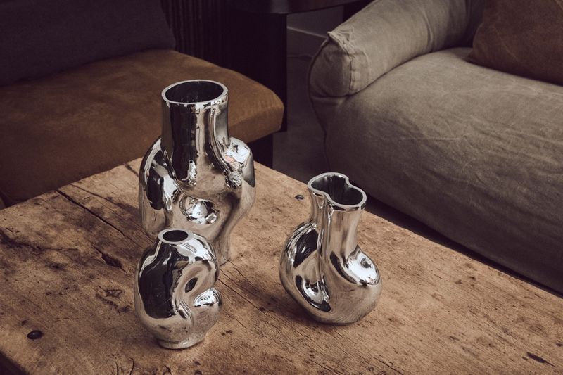 HK Living Gleam glass small vase chrome