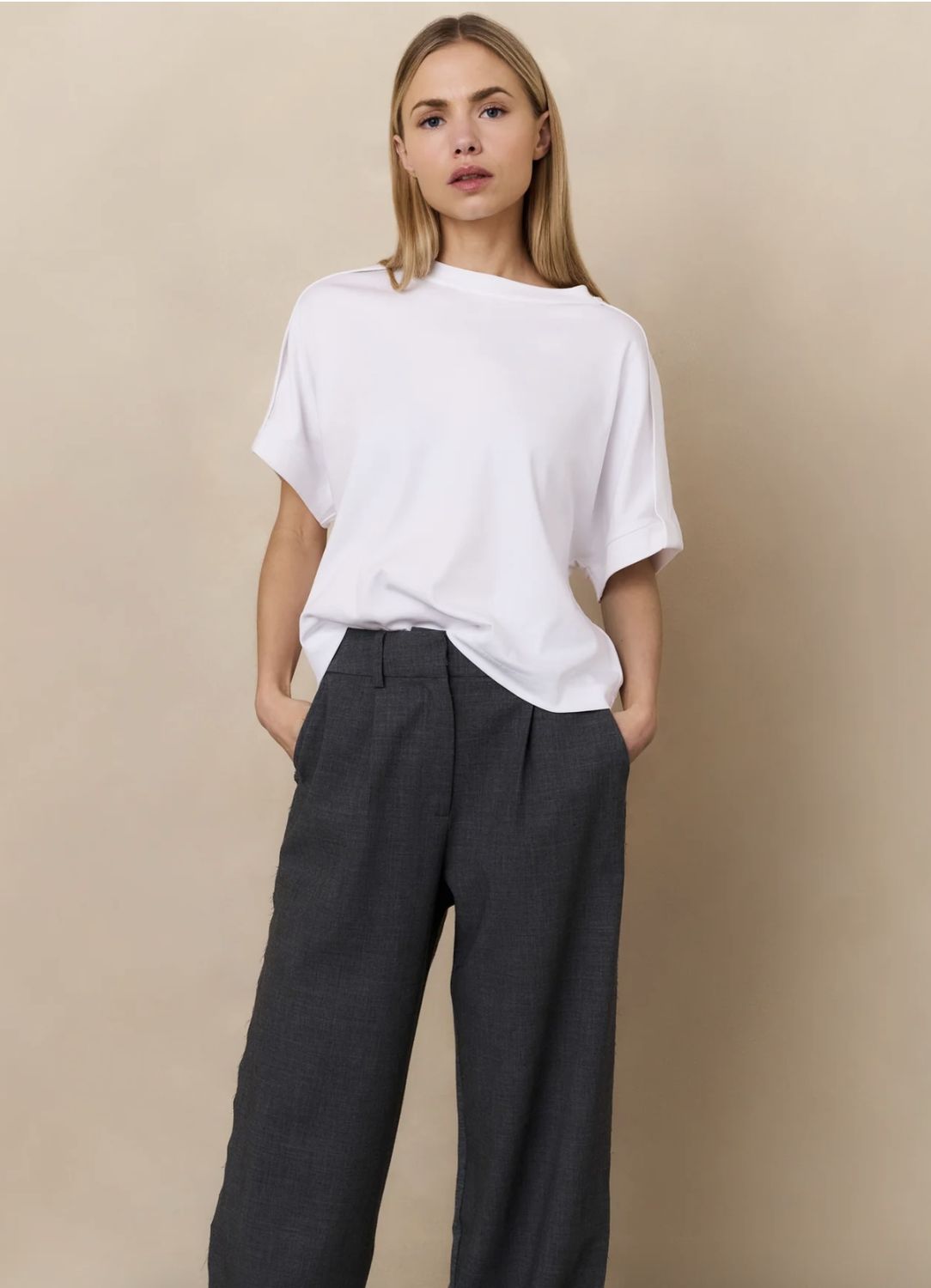 YAYA | Jersey top met korte mouwen en vouwdetails