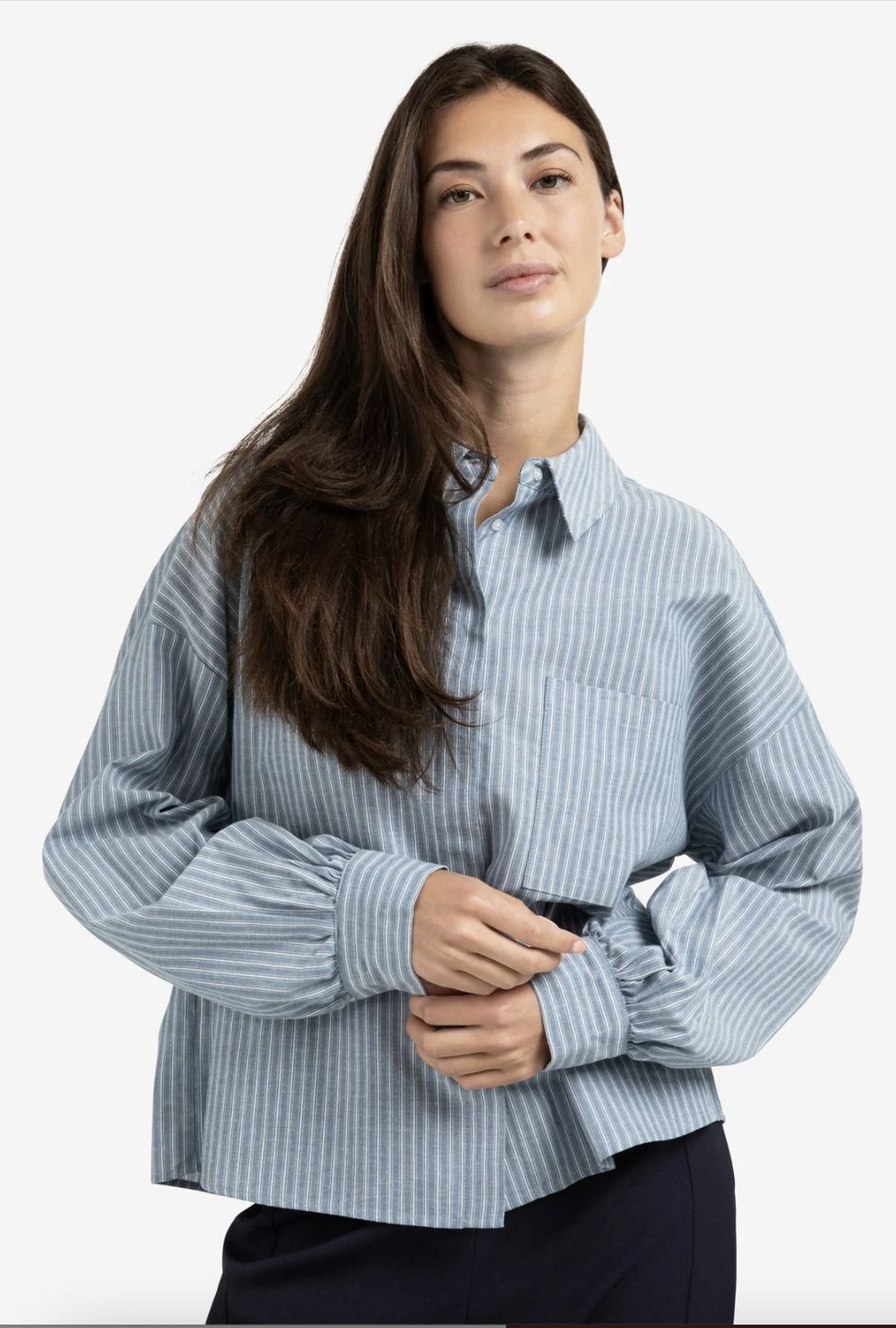 YAYA | Gestreepte blouse met borstzak