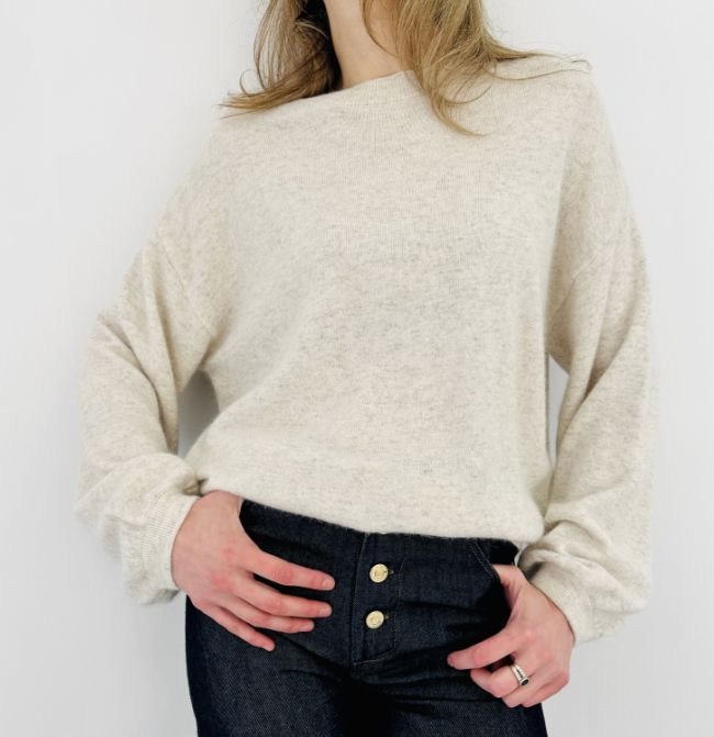 TWINS | 3/4 puffed sleeves round neck jumper
