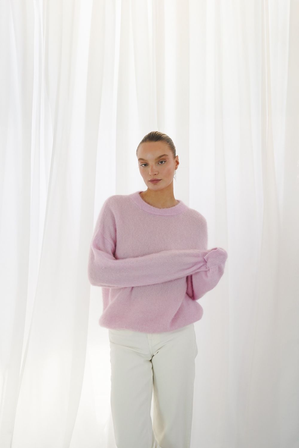 TWINS | High-neck pullover, pink bubblegum