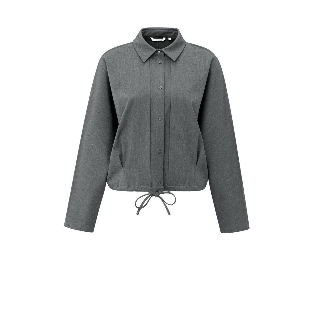 YAYA Blouse jas met striksluiting anthracite melange