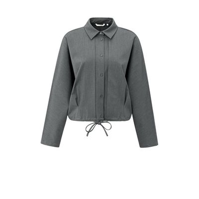 YAYA Blouse jas met striksluiting anthracite melange