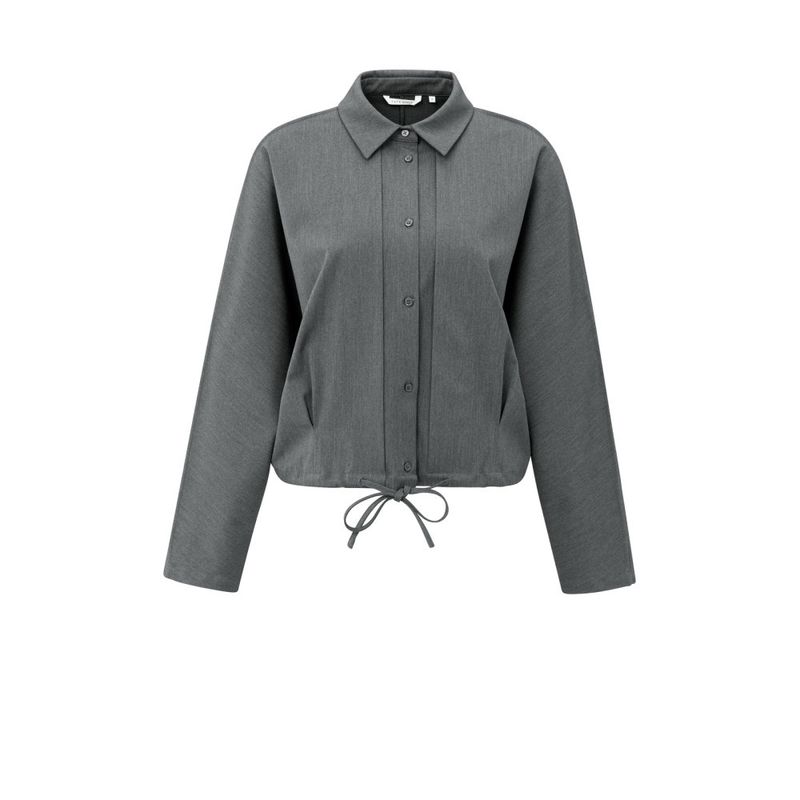 YAYA Blouse jas met striksluiting anthracite melange