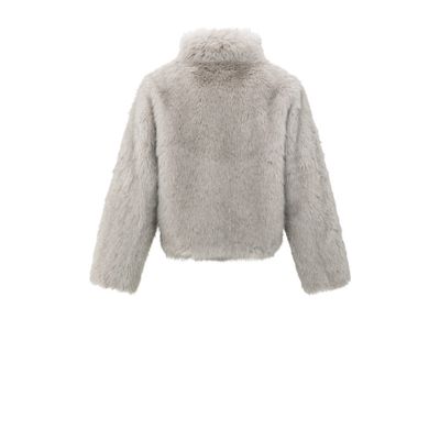 YAYA jas van faux bont met opstaande kraag licht grijs