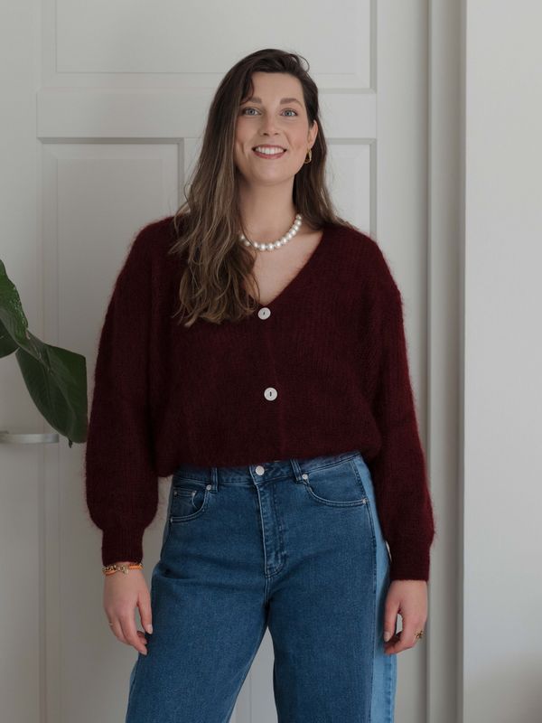 TWINS | Long sleeved buttoned cardigan, burgundy