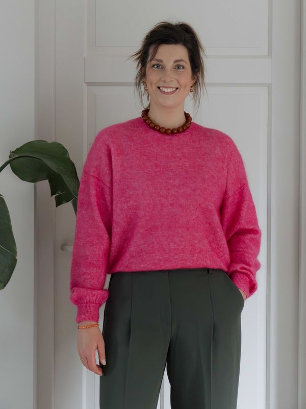 TWINS | Long sleeved round neck pullover,  fuchsia