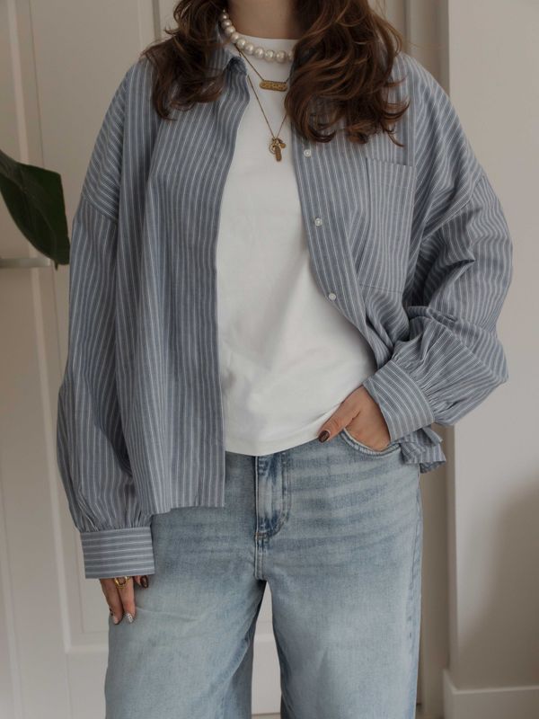 YAYA | Gestreepte blouse met borstzak