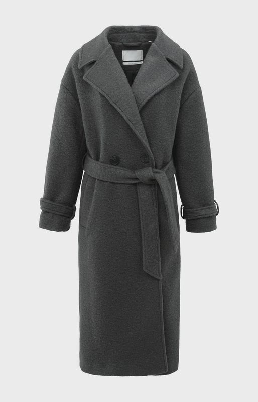 YAYA Lange bouclé jas met ceintuur