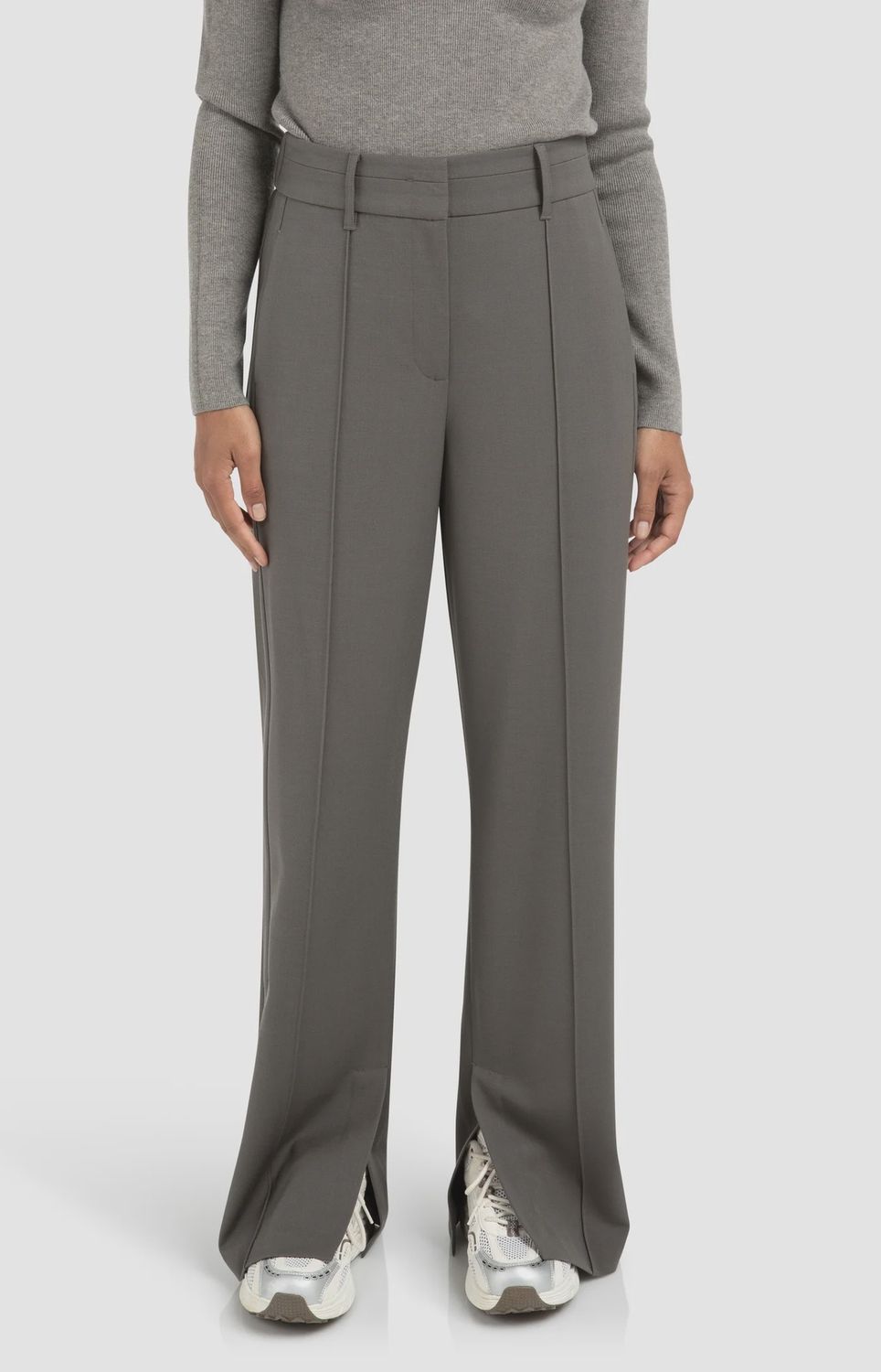 YAYA | Broek met sierplooien | Dark night grey