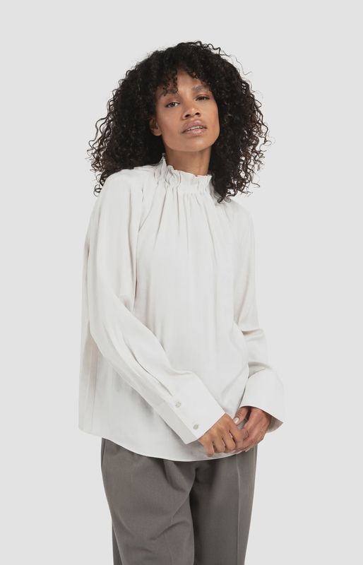 Yaya | Top met hoge hals | Early frost white