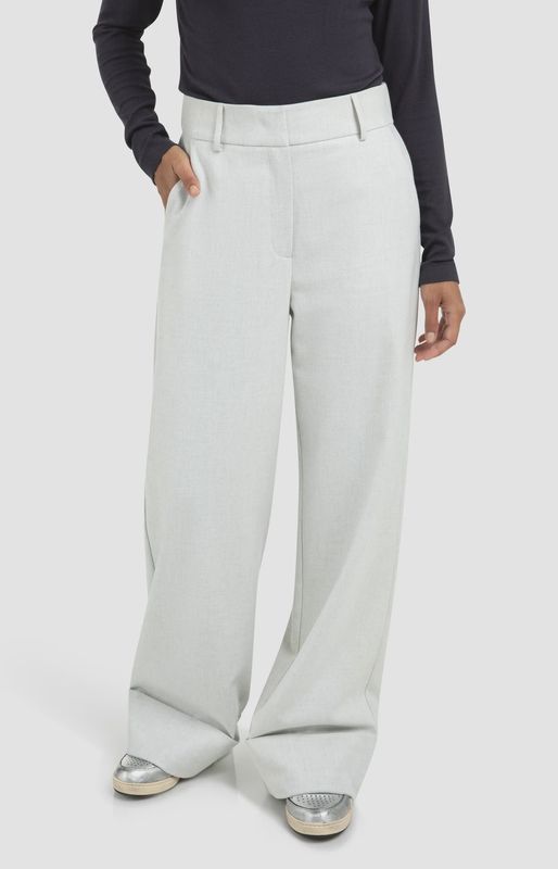 YAYA | Zachte geweven broek | Cloud grey melange