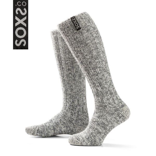 SOXS  Originals, kniehoog, grijze wol, jet black, 37-41