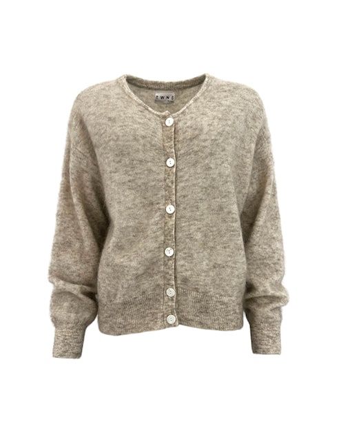 TWINS ARVADA round-neck buttoned cardigan  mottled beige