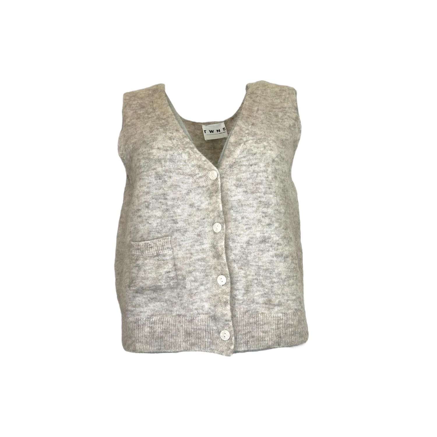 TWINS Castlerock sleeveless cardigan mottled light grey